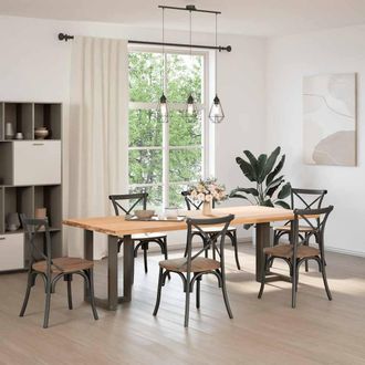Berkfield Home Dining Table Legs T-Shaped&not;2 pcs Natural Steel 50x35x(72-73) cm Steel in Dark Grey