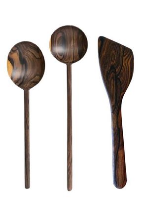 Itza Wood Handcarved Kitchen Utensils - Set of 3 in Brown at Nordstrom