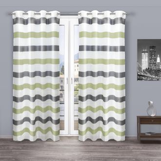 Decolife Gardine »Liko« Ösen 1 Stk. tlg. Ösenschal Liko grau-grün gestreift