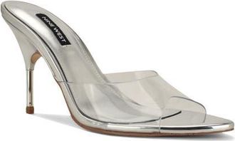 Nine West Vella Pointed Toe Slide Sandal in Clear Silver at Nordstrom, Size 5.5