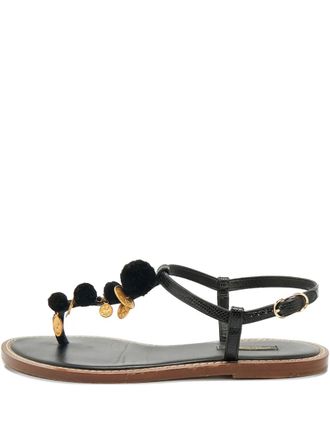 Dolce & Gabbana embossed-leather coin-embellished sandals - Black