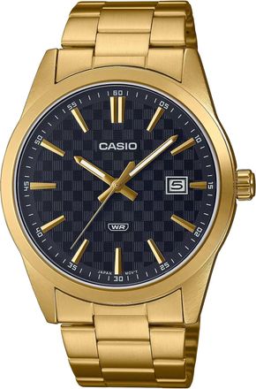 Casio Mens Gold-Tone Stainless Steel Watch with Black Dial - MTP-VD03G-1AUDF