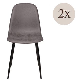 Dmora Dmora Juego De 2 Sillas Modernas En Cuero Ecol&oacute;gico, Para Comedor, Cocina O Sala De Estar, Cm 56x45h87, Color Gris