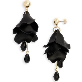 Nordstrom Petal Chandelier Drop Earrings in Black- Gold at Nordstrom
