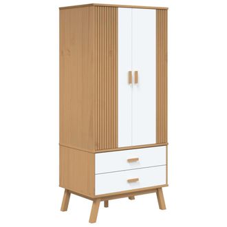 vidaXL Armario Olden Madera Maciza Pino Blanco Y Marr&oacute;n 76,5x53x172 Cm Vidaxl