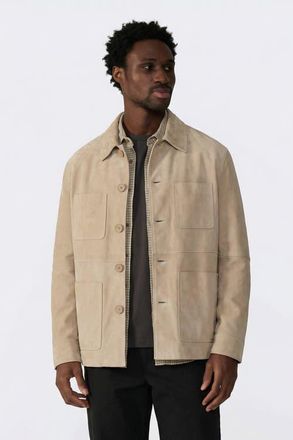 FURNIQ Beckett Suede Chore Jacket in Beige at Nordstrom, Size Xxx-Large