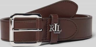 Lauren Ralph Lauren Lederg&uuml;rtel mit Label-Applikation in Dunkelbraun, Gr&ouml;&szlig;e XS