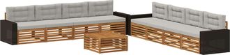 vidaXL Conjunto De Sof&aacute;s De Exterior 9 Uds. Natural Y Gris Claro Vidaxl