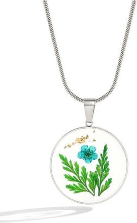 Mint & Lily Pressed Birth Flower Necklace in Silver /December Narcissus at Nordstrom