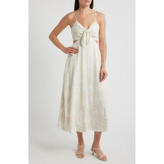 Parker Tie Front Back Cutout Sleeveless Midi Dress in New Ivory at Nordstrom, Size 16