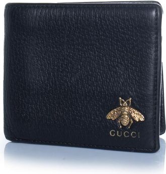 Gucci Gucci, zwarte leren portemonnee met bijtje