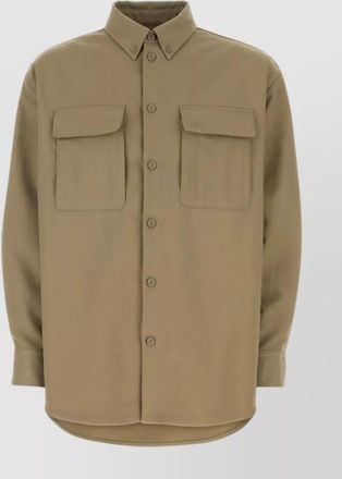 Off-white buttoned collar polyester oversize shirt