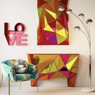 Kare Design Consola prism&aacute;tica de espejo multicolor 127cm