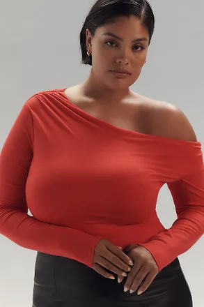 AFRM Vivica Plus Off-The-Shoulder Ruffle Mesh Top