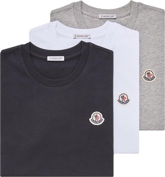 Moncler Moncler Logo Patch Cotton T-shirt (pack Of Three), Women, Multicolor, Size: Xl