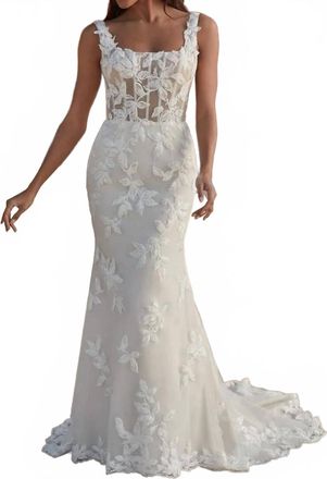 Justin Alexander Beaded Lace & Tulle Wedding Dress In Ivory