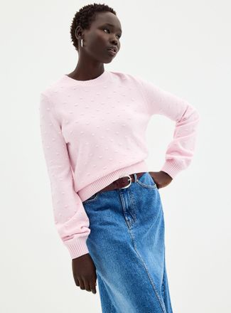 Contemporaine Womens Puff-sleeve pompom sweater