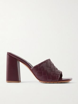 Bottega Veneta Mule In Pelle Con Motivo Intrecciato Parco - Bordeaux