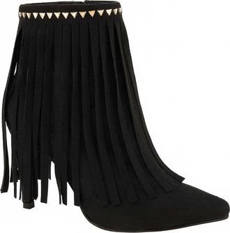 Andrea Womens Fringe Detail Boots In Black