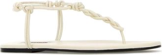 Jil Sander Leather T-Strap Sandal - Beige
