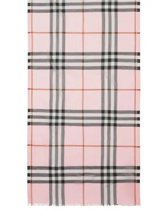 Burberry House Check patterned scarf - unisex - Wool/Silk - OS - Pink