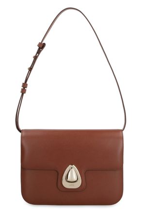 A.P.C. Womens Astra Leather Small Shoulder Bag Saddle Brown Calfskin