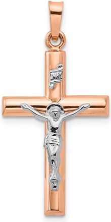 Diamond2Deal 14k Two-tone Gold Gold Hollow Crucifix Pendant