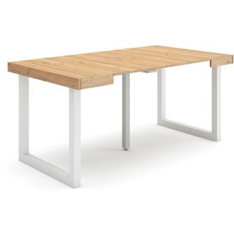 Skraut Home Consolle allungabile, Tavolo consolle allungabile, 160, Per 8 persone, Gambe in legno, Stile moderno, Rovere - Skraut Home