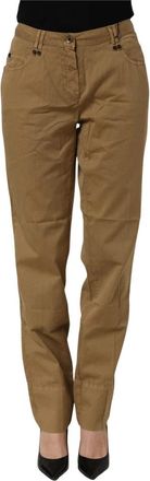 Plein Sud Rechte Katoenen Stretch Chino Broek - Dames - Chinos - Bruin - L - Katoen - Broeken