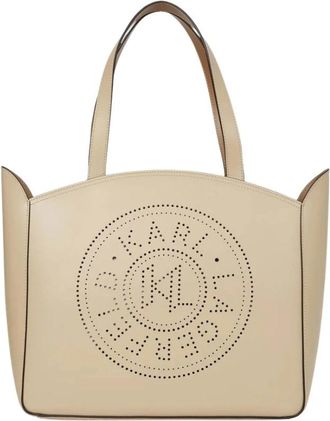 Karl Lagerfeld K Circle Mid Zip Tote - Dames - Shoppers - Beige - ONE Size - Leer - Tassen