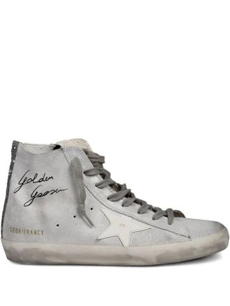 Golden Goose Womens Francy Glitter List Sneakers In Silver/white