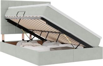 vidaXL Storage Bed with Mattress Light Grey 140 x 190 cm Velvet vidaXL