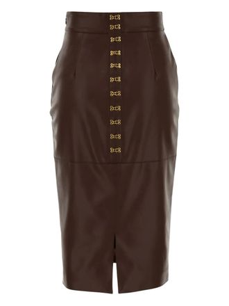 Elisabetta Franchi midi faux-leather skirt - women - Recycled Faux Leather - 46 - Brown