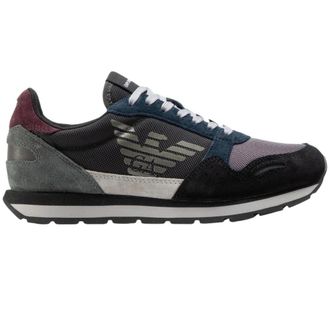 Emporio Armani Runner Sneakers - Heren - Sneakers - Zwart - 43 1/2 EU - Leer - Schoenen