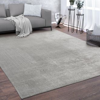 Paco Home Paco Home - Alfombra Sal&oacute;n Pelo Corto Lavable Monocolor Moderna Suave Plata &Oslash; 160 Cm Redon