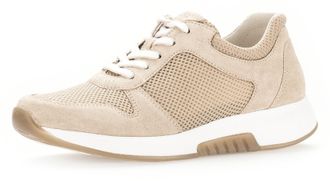 Gabor Keilsneaker GABOR ROLLINGSOFT, Damen, Gr. 35, beige (hellbeige), Textil, Veloursleder, unifarben, Schuhe Keilsneaker, Freizeitschuh, Halbschuh, Schn&uuml;r