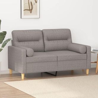 vidaXL Sof&aacute; De 2 Plazas Con Cojines Tela Gris Taupe 120 Cm Vidaxl