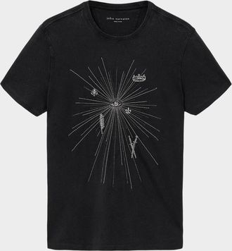 John Varvatos Mens Organic Cotton Beaded Starburst T-Shirt