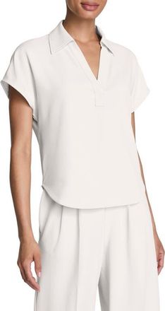 Spanx Oversize Short Sleeve Collared Shirt in Ivory at Nordstrom, Size X-Large