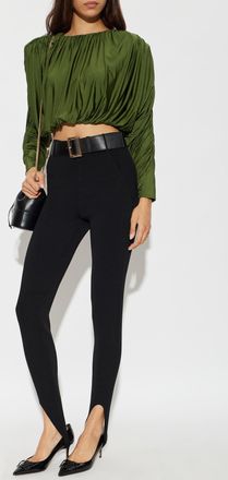 Self Portrait Draped Top With Shoulder Pads, Womens, Green