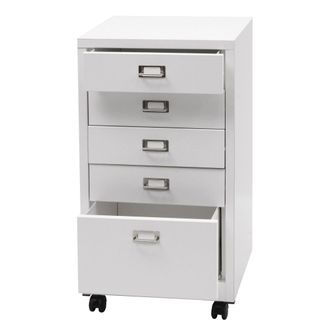 Hhg Hhg - Nunca Usado] Cajonera M&oacute;vil 456, Cajonera Archivador De Acero, Metal 75x40x41cm 5 Cajones, Blanco
