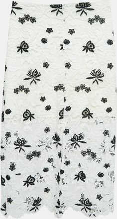 Alice & Olivia Alice + Olivia White Floral Pattern Lace Midi Skirt
