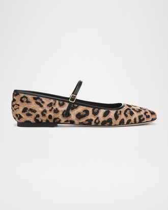 Veronica Beard Ellie Leopard-Print Mary Jane Ballet Flats