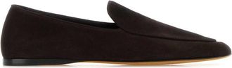The Row Dark Brown Suede Loafers