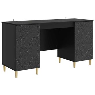 vidaXL Escritorio Negro Madera De Ingenier&iacute;a 142,5 X 50 X 75 Cm Vidaxl