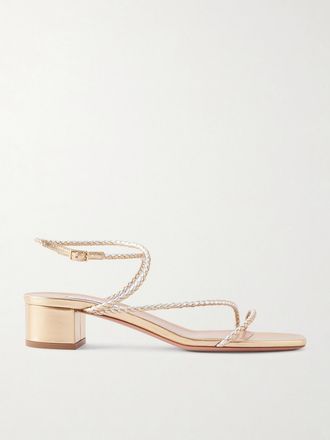 Aquazzura Sandali In Pelle Metallizzata Intrecciata Luca - Oro