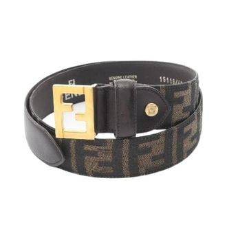 Fendi Pre-owned Zucca Canvas Leather Belt - female - Fendi Vintage - Vintage Belts - Brown - ONE SIZE - Pre-owned