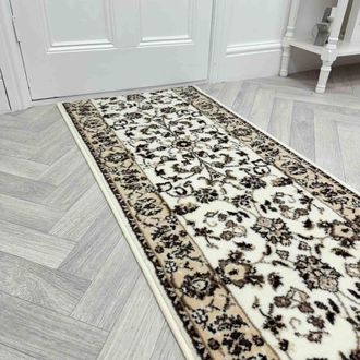 Runrug Hallway Carpet Runner Rug - Soft & Comfy, 9mm - Traditional in Cream | Size: 60 cm x 390 cm