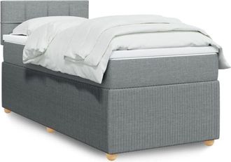 vidaXL Cama Box Spring Con Colch&oacute;n Tela Gris Claro 90x200 Cm Vidaxl