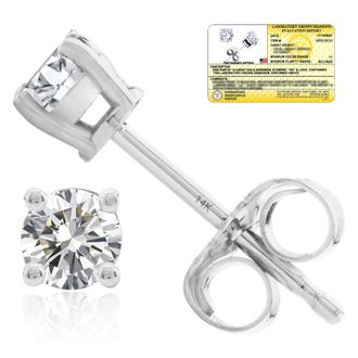 MAX + STONE 14k Yellow/White Gold 1/4-2 Carat IGI Certified Lab Grown Diamond Stud Earrings